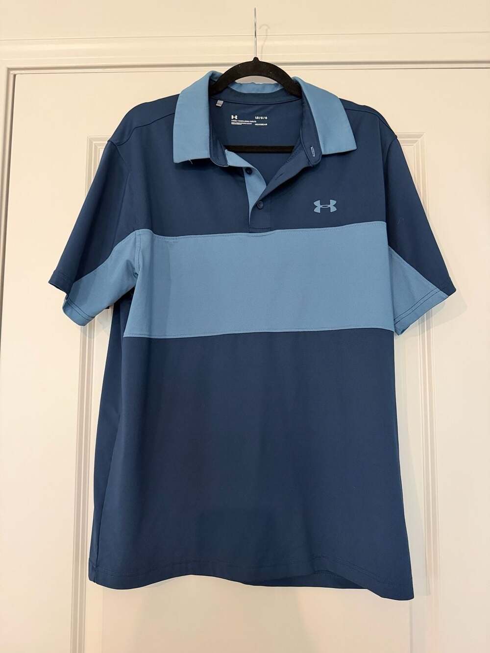Under Armour HeatGear Polo Shirt Size Large Blue Colorblock Golf